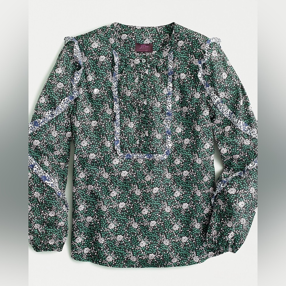 J.Crew Ruffle Sleeve Blouse Mixed Franklyn Floral print Liberty London - Picture 1 of 6